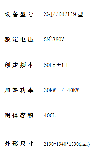 焯煮、油炸設備參數